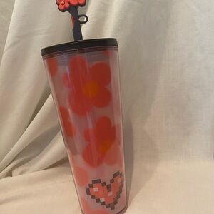 Starbucks Venti Pink Tumbler Floral Heart Tumbler